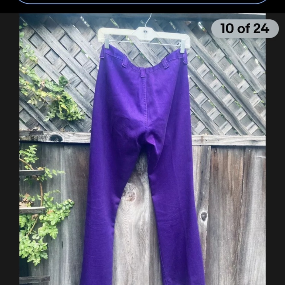 Vtg 70’s Electric ⚡️ Purple High Waist Jeans bell bottom wide 60’s hippy boho - Picture 4 of 11